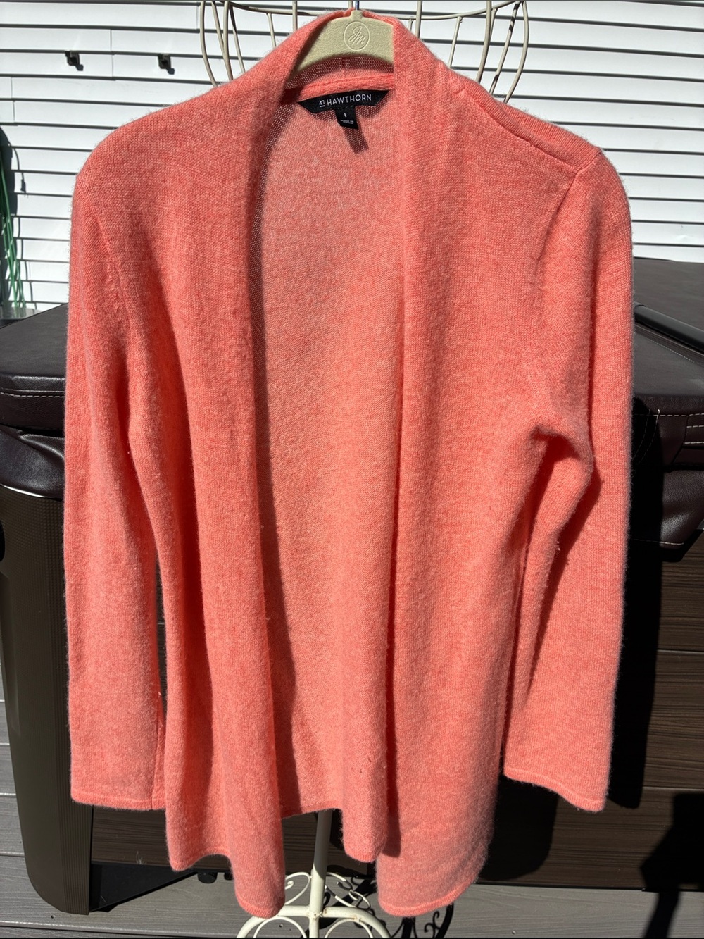 41 Hawthorn cashmere Coral Open-Front Knit Cardigan